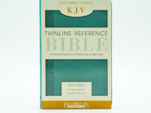 Studio photo of KJV Thinline Reference Bible (Flexisoft, Aquamarine, Red Letter) in hero