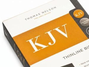 Studio photo of The Holy Bible: King James Version, Black/Gray, Thinline Bible, Standard Print, Red Letter Edition in detail