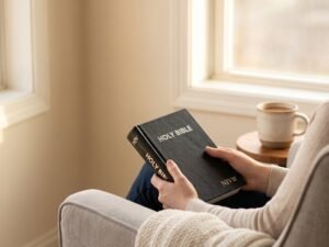 Studio photo of NIV Holy Bible Compact Black in lifestyle