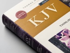 Studio photo of KJV Thinline Bible Comfort Print in detail