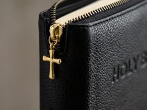 Studio photo of NIV Medium Polyurethane Cross Black in detail