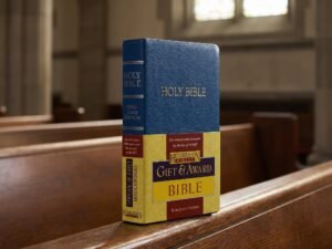 Studio photo of KJV Gift & Award Bible - Royal Blue Imitation Leather in context