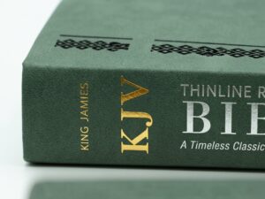 Studio photo of KJV Thinline Reference Bible in detail