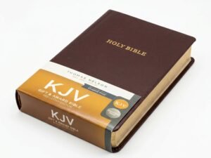 Studio photo of KJV Gift & Award Bible, Comfort Print Burgundy Leathersoft in lifestyle
