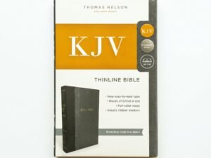 Studio photo of The Holy Bible: King James Version, Black/Gray, Thinline Bible, Standard Print, Red Letter Edition in hero