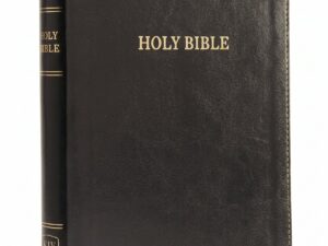 Studio photo of KJV Large Print Thinline Bible - Black Leathersoft Red Letter in hero